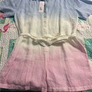 Lilly Pulitzer button down Dresher  romper. New with tags. 100% linen.